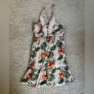 Floral Halter Dress with Tropical Print